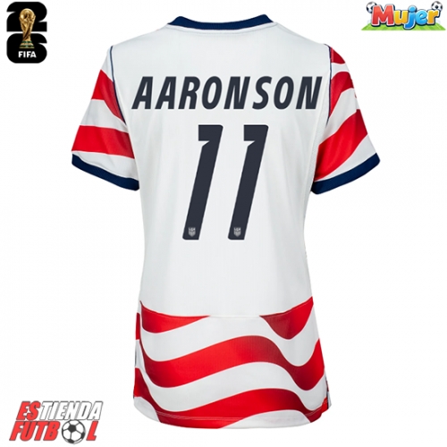 Estados Unidos Brenden Aaronson #11 Primera Equipación Mujer Mundial 2026 Manga Corta